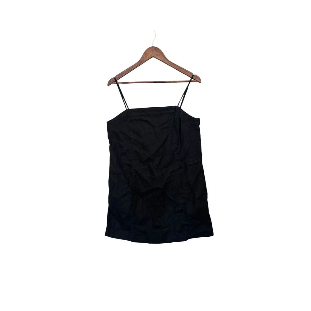 Madewell Black Linen Spaghetti Strap Dress Tank Top 10 Summer Y2K Minimalist